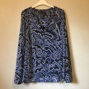 Vintage 90s Nylon Mesh Paisley Clouds Button Up Dress Shirt + Cami